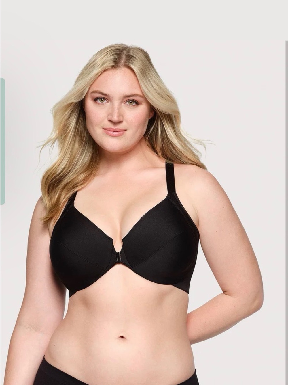 Glamorise Black Front-Closure Smoothing WonderWire Bra—Size 42H